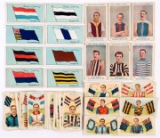SELECTION with Wills c.1905 'Past & Present Champions' [6/50], 1908 Wills 'Victorian Football Club Flags' [8/29], 1913 Wills Flags [24/28 plus 4 duplicates], condition Fair to VG. (42)