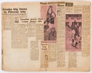 1953 SEASON VFL DIARY/SCRAPBOOK: with newspaper cuttings pasted in for each round of the home & away season including coverage of the 'Lightening Premiership' Final held on 2nd June; plus newspaper cut-outs of the 12 VFL teams (in colour), plus others sho - 2