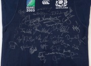 SCOTLAND '2003' WORLD CUP: rugby guernsey with numerous signatures including Bryan Redpath (Capt.), Gregor Townsend, Glenn Metcalfe, Nathan Hines, Gordon Bulloch & Tom Smith. - 2