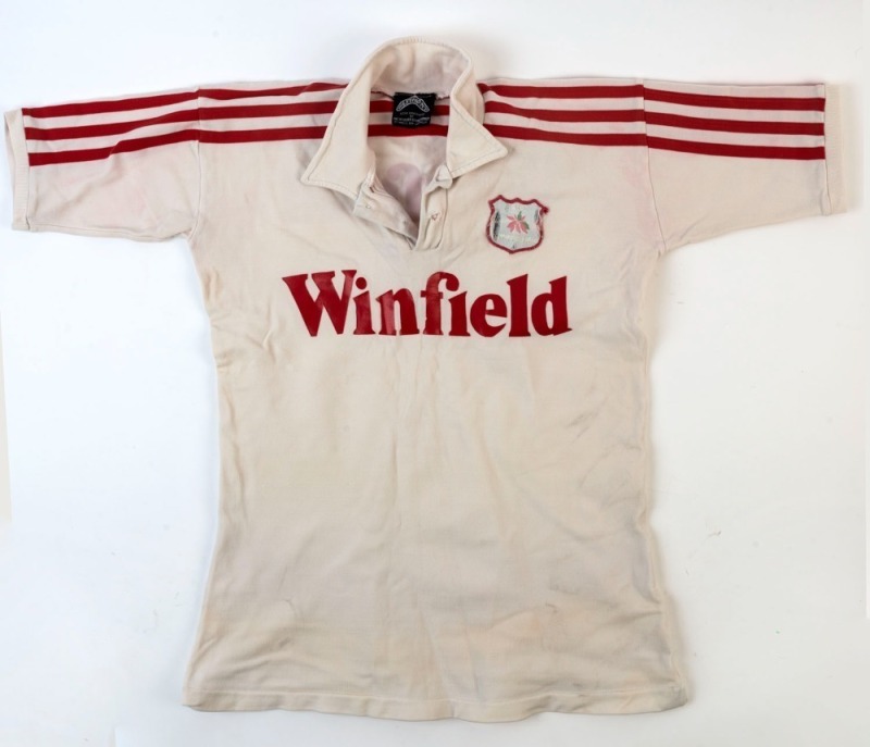 BRISBANE RUGBY LEAGUE: match worn Referee's guernsey, made by Westmont, showing 'Winfield 25s' (cigarettes) sponsor's logo, circa mid-1980s.