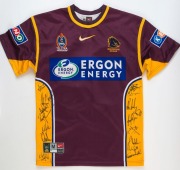 BRISBANE BRONCOS: c.2003 No '18' Ergon Ennergy sponsored&nbsp;&nbsp;guernsey with 18 signatures including Shane Webcke, Ben Ikin, Corey Parker, Casey McGuire & Scott Prince.&nbsp;