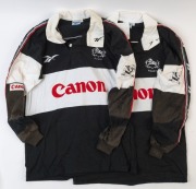 NATAL SHARKS (SOUTH AFRICA): No '2/ALLAN' (hooker) rugby guernsey, signed by John Allan who played 9 Internationals for Scotland, 13 Internationals for the Springboks, as well as making 126 appearance for Natal; also No '4/ATHERTON' (lock) guernsey, signe - 2