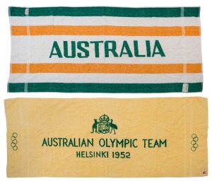 1952 HELSINKI & 1956 MELBOURNE: Australian Olympic Team bath towels both made by Supertex, 130x57cm or 130x62cm (2)