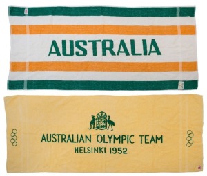 1952 HELSINKI & 1956 MELBOURNE: Australian Olympic Team bath towels both made by Supertex, 130x57cm or 130x62cm (2)