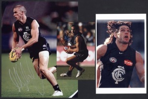 CARLTON - SIGNED PLAYER PHOTOS: selection including Brendan Fevola, Chris Judd, Brad Fisher & Eddie Betts; various sizes, largest 20x30cm, generally very good condition. (11)
