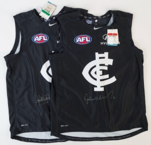 CARLTON: 150th Anniversary limited edition guernseys (2, L & XL), the former signed by John Nicholls, the latter by Stephen Kernahan. (2)