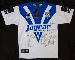 CANTERBURY BULLDOGS: c.2009 guernsey with approximately 16 signatures including  Josh Morris, Hazem Al Masri & Michael Ennis.