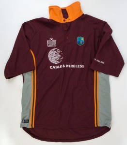 WEST INDIES: c.2010 Admiral Cricket shirt (size XXL) with approximately 15 signatures on reverse including Brian Lara, Chris Gayle & Dwayne Bravo.