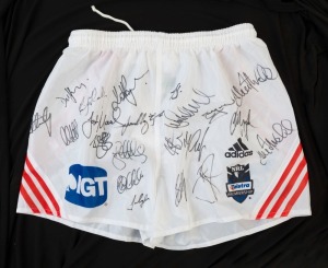 ST GEORGE ILLAWARRA DRAGONS: c.2009 approximately 20 signatures on Dragons NRL shorts (size M) including Wendell Sailor, Brett Morris & Ben Creagh.