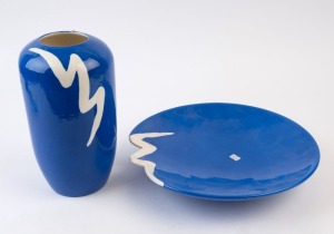THE SYDNEY OLYMPIC FEDERATION ARCHIVES - CERAMICS: 'Lush Creations' Sydney 2000 handmade and hand painted commemorative vase (28cm high) and bowl (38cm wide); as new. (2 items)