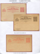 QUEENSLAND - Postal Stationery : POSTAL CARDS:1891 UPU 1½d Reply Postal Card set of 6 Government Printer Essays on buff card comprising Message Halves in green, bistre or black, all roughly separated by hand, and Reply Halves in carmine, brown or salmon, - 7