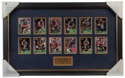 ADELAIDE: display featuring 12 player signed 'Select 2007' football cards including Mark Ricciuto and Andrew Mcleod, plus two current AFL senior coaches Simon Goodwin (Melbourne) & Ben Rutten&nbsp;(Essendon); framed and glazed, overall 43x70cm. Australian&nbsp;Spor