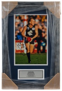 CARLTON - CRAIG BRADLEY: display featuring SIGNED colour photograph (30x20cm) of Bradley, framed & glazed, overall 52x35cm. Australian Sports Management CofA (2016). 