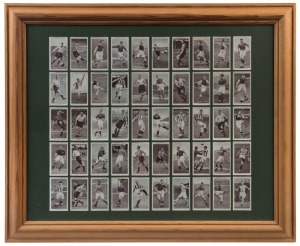 CHURCHMAN'S 'ASSOCIATION FOOTBALLERS': 1938 complete set (50) including Stanley Matthews (Preston North End), Bill McKay (Manchester United) & Tommy Lawton (Everton), G/VG; window mounted, framed & glazed, overall 49x59cm.