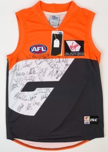 GREATER WESTERN SYDNEY -  2012 INAUGURAL YEAR:  ISC guernsey (size XL), with numerous signatures including Adam Treloar, Toby Greene, Taylor Adams, Devon Smith, Sam Frost & Chad Cornes.