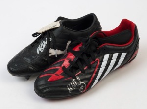 ESSENDON: Matthew Lloyd '18' signature on Puma football boot and Michael Hurley '22' (number in 2009 season) signature on Adidas football boot. (2)