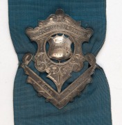 1926 WONTHAGGI 'AUSTRAL' BICYCLE RACE: Winner's sash with metallic braided tassels and sterling silver armorial&nbsp;buckle, total buckle weight, 40gr.&nbsp; - 2