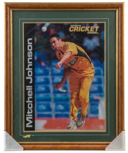 MITCHELL JOHNSON: "Australian Cricket Heroes #4" poster, SIGNED BY JOHNSON; framed & glazed, overall 73x60cm. Australian Sports Management CofA (2009).