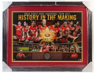 GOLD COAST: limited edition "Inaugural Year 2011" poster, SIGNED BY GARY ABLETT & by coach GUY McKENNA, numbered #91 of 100; framed & glazed, overall 70x89cm.