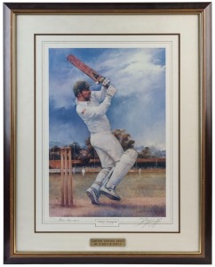ALLAN BORDER, "Captain Courageous" print by d'Arcy Doyle, limited edition #159/2500, signed by BORDER & by the artist; window mounted, framed & glazed, overall 85x68cm.  