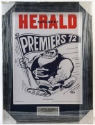 CARLTON: 1972 reprint WEG Premiership poster by Wegart; attractively framed and glazed, overall 87x65cm.