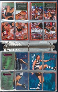 1995 COLLECTOR CARDS: in blue album with AFLPA Football Quarters Series 1 complete set of [62],  incomplete Series 2 (33 cards), plus assorted duplicates. (125)