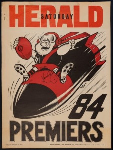 ESSENDON: Original 1984 Weg poster, SIGNED BY KEVIN SHEEDY; good condition.