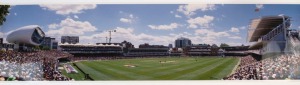 PANORAMIC CRICKET PHOTOGRAPHS: Limited Edition selection comprising 1999 World Cup Final, Australia v Pakistan numbered #76 of 1500 (with plaque); plus two other limited edition panoramic views of Australia v England Test Matches held at The Gabba, circa 