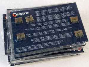 THE SYDNEY OLYMPIC FEDERATION ARCHIVES - COLLECTOR PINS: Olympic Games 'Telstra Sponsorship' pins packs of 5, current retail $20+ per pack; 15 units in perfect condition as issued.