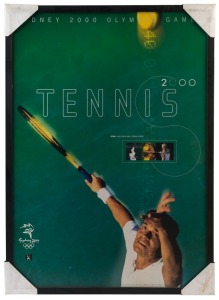 THE SYDNEY OLYMPIC FEDERATION ARCHIVES - POSTERS: framed official 'Sydney 2000' poster (with protective lacquer), promoting the Tennis events held at the NSW Tennis Centre; mounted on board, overall 87x62cm. The Men's Singles gold was won Yevgeny Kafeln