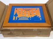 THE SYDNEY OLYMPIC FEDERATION&nbsp;ARCHIVES - COLLECTOR PIN DISPLAYS: 'Full Col Games Mark Frame Set' framed displays; limited edition of 5000, each with original retail price of $249.50; three examples, as new. (3)&nbsp;