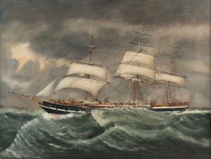 OSWALD WALTER BRIERLY (1817-94) (attrib.), "The First Waitangi", oil on canvas, mid-19th Century, 46 x 61.5cm., framed 57 x 72cm (overall).
