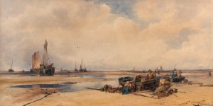 THOMAS BUSH HARDY (Britain, 1842-1897), Low Tide On The Coast, Picardy (France), watercolour, signed and titled lower right, 30 x 60cm, 53 x 84cm overall