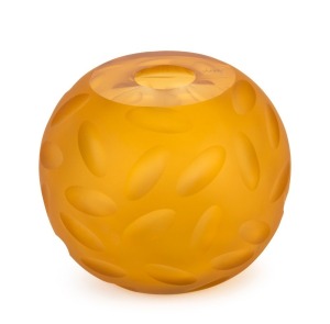 FORMIA "KALA" amber Satinato Murano glass vase, with original label, ​​​​​​​16cm high, 17cm wide