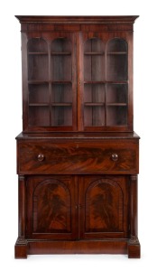 An antique English mahogany secretaire bookcase, 19th century, 206cm high, 104cm wide, 50cm deep