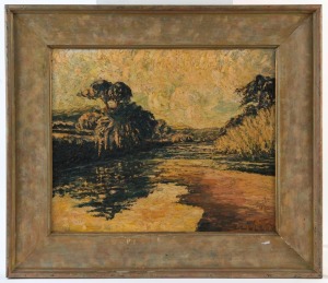 ALFRED MARTIN MERKEL (South Africa, 1891 - 1950), Sunset On The Amanzimtoti, oil on board, signed lower right "A. Merkel, '36", 50 x 60cm, 70 x 81cm overall