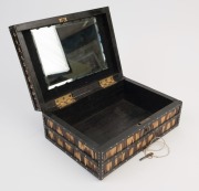 An Anglo-Ceylonese deed box, porcupine quill and ebony with bone inlay, 19th century, 10.5cm high, 28.5cm wide, 20.5cm deep - 2