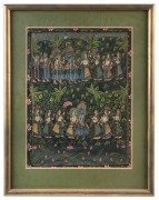 Antique Indian painting on silk, 19th/20th century, ​​​​​​​55 x 40cm, 75 x 58cm overall