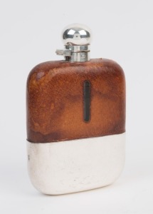 JAMES DIXON antique English silver plated hip flask, 19th/20th century, 17.5cm high