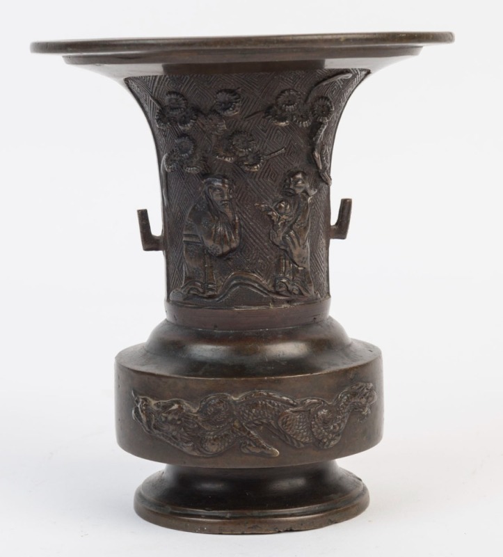 A Japanese bronze vase, Meiji period, 19th century, ​​​​​​​13cm high