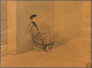 ANTOINE GUILLAUME MINARTZ (1870-1944), (portrait of a seated lady), watercolour and pencil, artist studio stamp lower right, ​​​​​​​31 x 40cm, 52 x 62cm overall