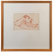 JAMES MINOGUE (1890-1955), lion sketch, pencil on paper, inscribed verso "Sketch by James Minogue 1890-1955", ​​​​​​​19 x 27cm, 54 x 54cm overall - 2