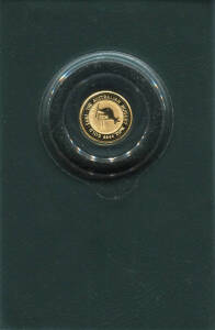 Group with 1993 1/20th oz. $5 GOLD nugget coin; 1999 Millennium $10 proof, "The Past" (box bumped); 1oz Silver Kookaburras 1999/2000 $1.00 Unc. cased pair (no cert.) and 2001 Federation Star privy, cased with certificate. &nbsp;