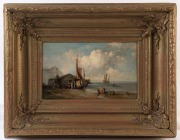 ARTIST UNKNOWN (British school, 18th/19th century, (fishing boat on the hard), oil on board, ​​​​​​​20 x 33cm, 46 x 59cm overall - 2