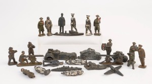 BRITAINS vintage lead toy soldiers, armoured cars, battleships and plane, early to mid 20th century, very well loved! the largest 9cm long