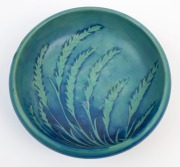 MOORCROFT&nbsp;"Waving Corn" pattern pottery bowl, circa 1920s, stamped "Made In England", with underglaze blue signature "W. Moorcroft", 7cm high, 20.5cm diameter - 2
