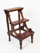 Reproduction carved mahogany library steps, circa 1990, 81cm high, 47cm wide, 53cm deep