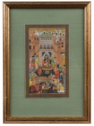 An Indo-Persian court scene, hand-painted on ivory, 20th century, ​​​​​​​17.5 x 10.5cm, 29 x 21cxm overall - 2