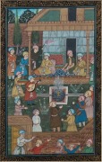 Two Indo-Persian court scene paintings, early to mid 20th century, the larger 25 x 15cm, 39 x 28cm overall - 3