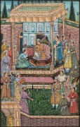 Indo-Persian Raj court scene painting, 20th century, 22 x 14cm, 37 x 26.5cm overall - 2